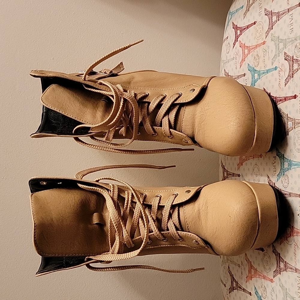 Tall ankle boots (black, and cream)